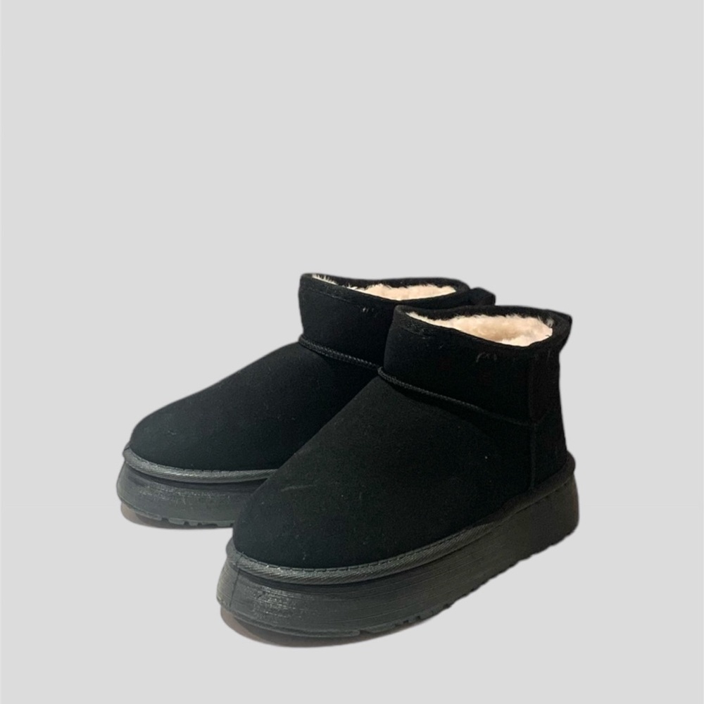 Women’s Ultra Mini Platform Faux Fur Lined Boots in Black Faux Suede, US 8 - Picture 3 of 10
